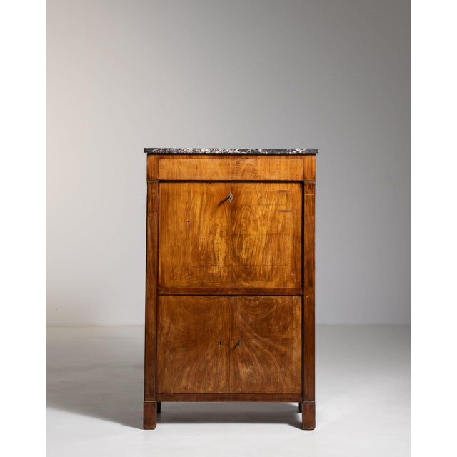 19th Century France Empire Brown Wood Writing Desk For Sale - Image 4 of 11