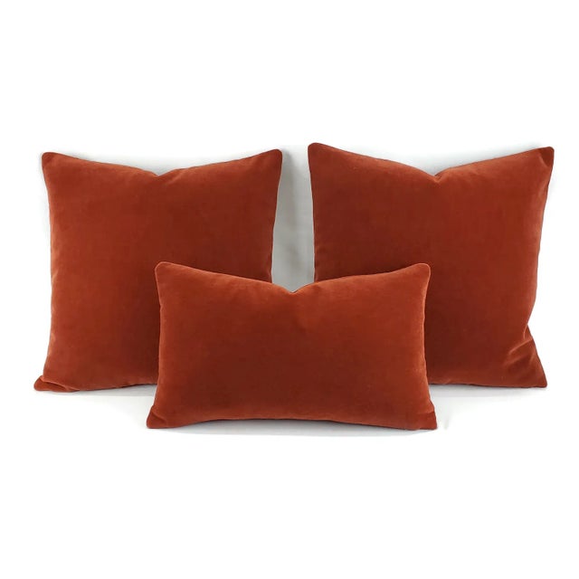 F. Schumacher San Carlo Mohair Velvet in Sienna Pillow Cover For Sale In Portland, OR - Image 6 of 7