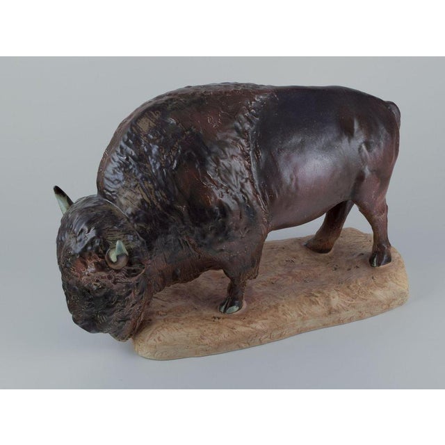 Large Figurine of a Bison by Kuno Norvark for Bing and Grondahl, 1970s For Sale - Image 6 of 10