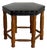 Black Leather Hexagonal Ottoman With Wooden Legs Danish Mid-Century Modern 1970s For Sale