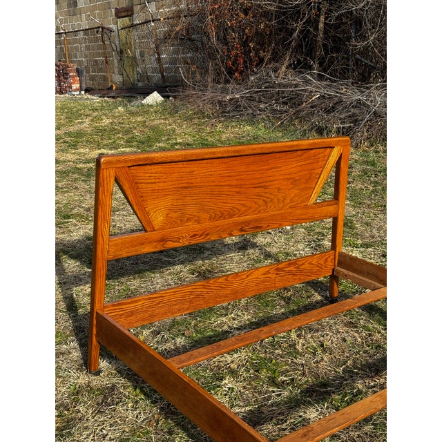 Jack Van der Molen 1950s Jack Van Der Molen Oak MCM Full Bed & Nightstand For Sale - Image 4 of 6