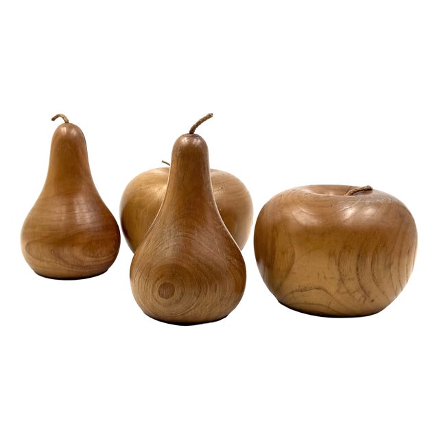 Mid-Century Wooden Fruit Set in Cherry Wood, Italy, 1960s, Set of 4 For Sale