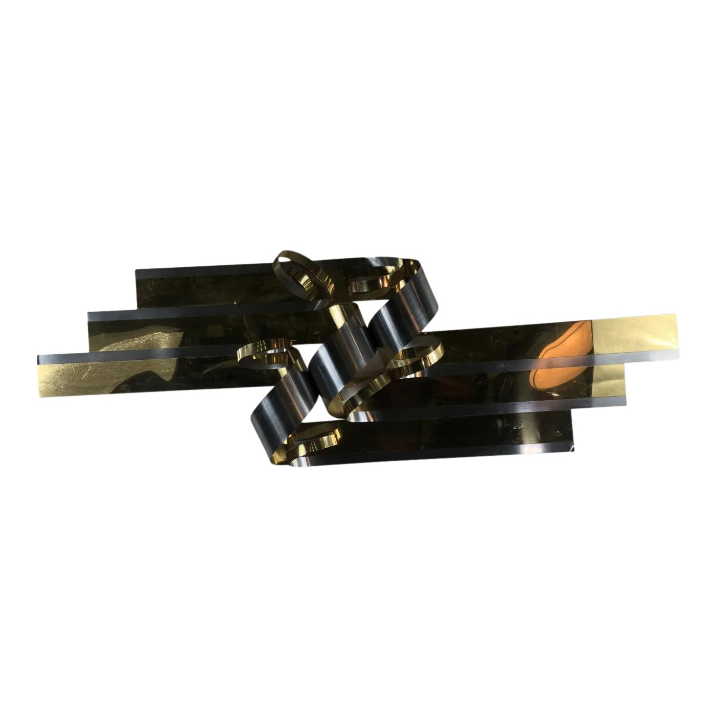 1970s Curtis Jeré Two Tone Modernist Ribbon Wall Sculpture | Chairish
