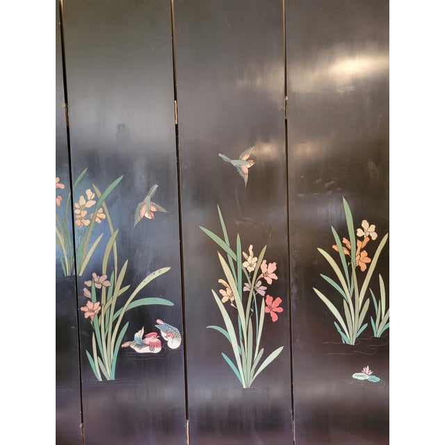 8‑panel Asian Lacquer Folding Screen For Sale - Image 9 of 12