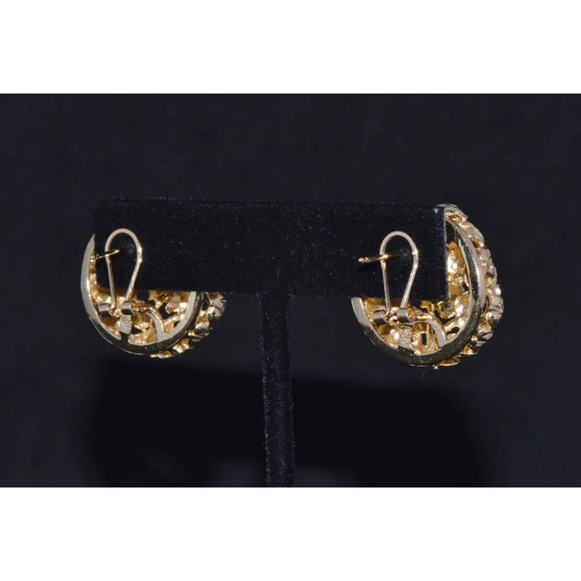 Stunning SAK Italy 14K Solid Gold Faceted Cluster Earrings, A Pair For Sale - Image 9 of 9