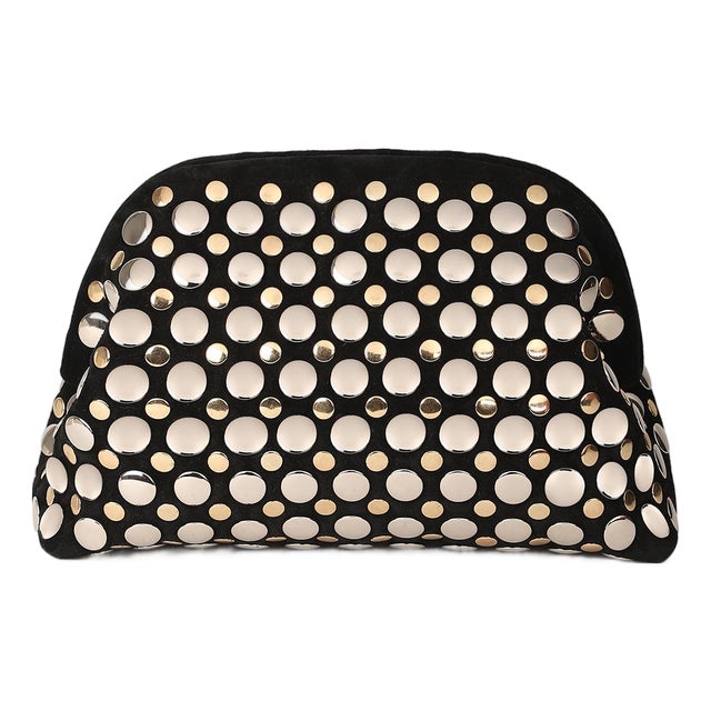 Aya Studded Frame Clutch in Black / Gold / Silver For Sale