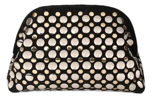 Aya Studded Frame Clutch in Black / Gold / Silver