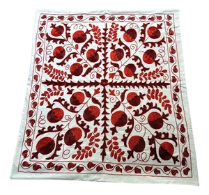 Hand-Embroidered Suzani Tablecloth - 37" X 38