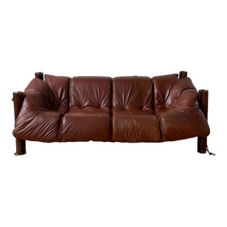 Vintage Mp-211 Chocolate Brown 3-Seater Sofa Attributed to Percival Lafer For Sale