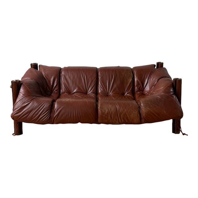 Vintage Mp-211 Chocolate Brown 3-Seater Sofa Attributed to Percival Lafer For Sale