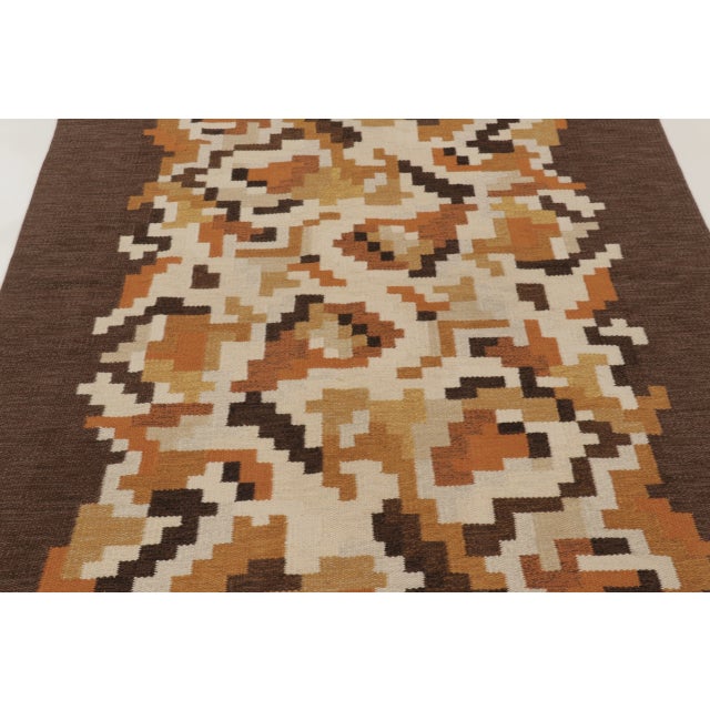 1950s Vintage Swedish Kilim "Korall Brun" by Erik Lundberg in Earthy Hues - Rug & Kilim For Sale - Image 5 of 10