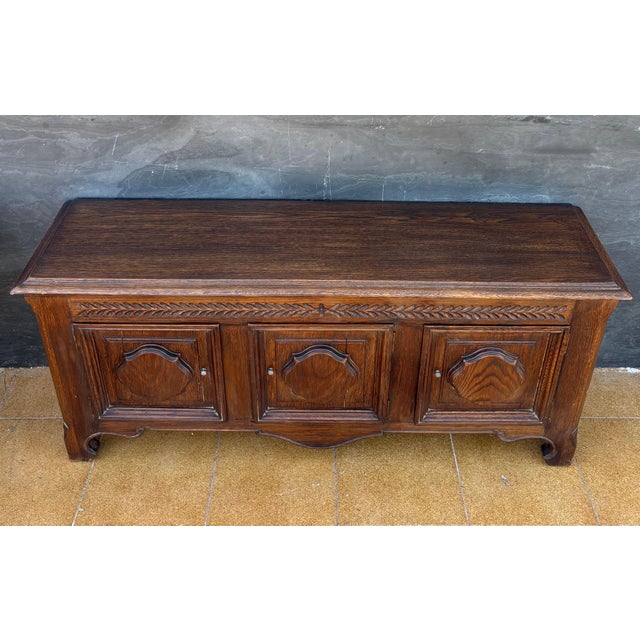 Wood Spanish Renaissance Revival Oak Sideboard with Three Doors, 1930s For Sale - Image 7 of 12