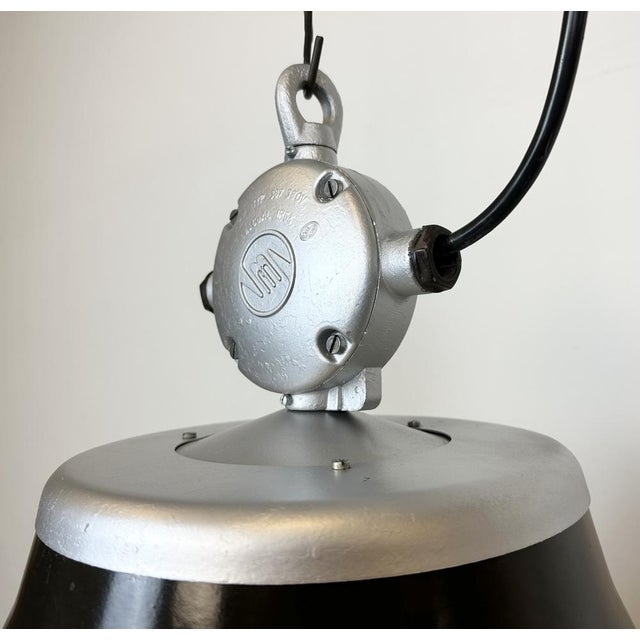 Metal Industrial Black Enamel Factory Pendant Lamp from Elektrosvit, 1960s For Sale - Image 7 of 18