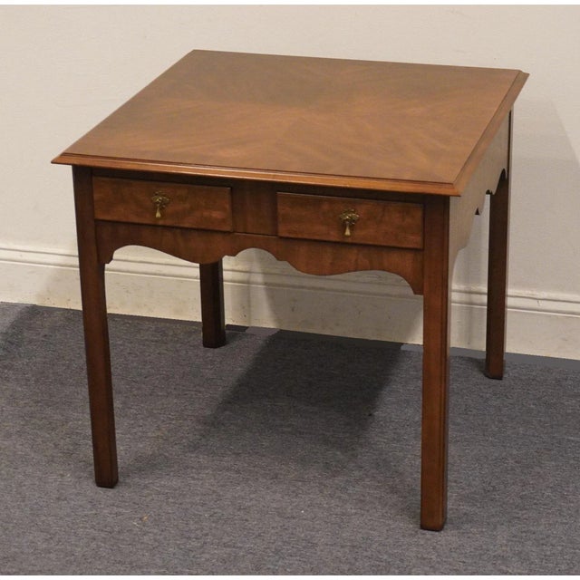 KINDEL FURNITURE Grand Rapids, MI Bookmatched Walnut Mediterranean Style 26" Square Accent End Table 24.25" High 26" Wide...