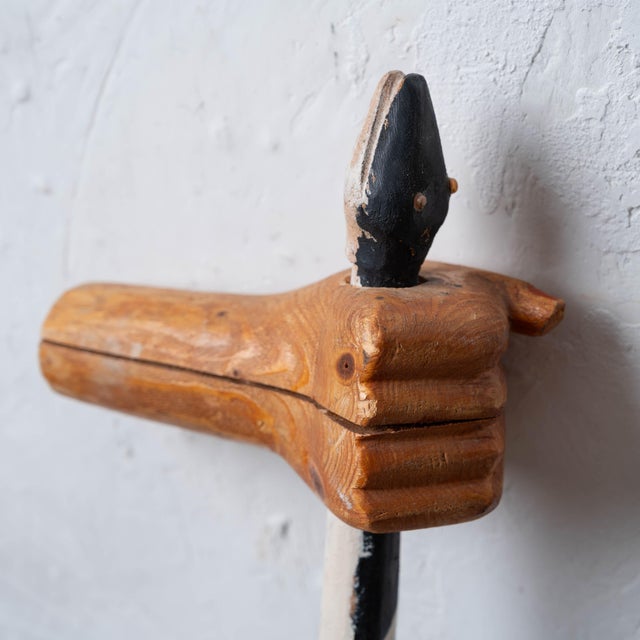 Wood American Folk Art Snake and Hand Cane, 20th Century For Sale - Image 7 of 10