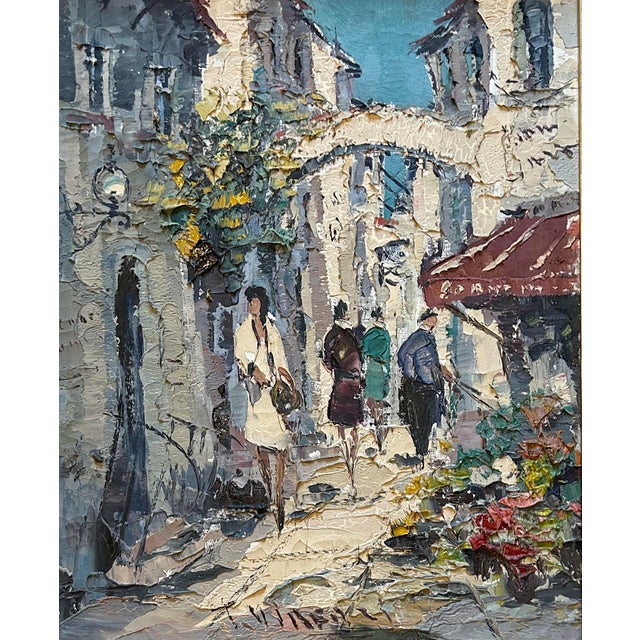 French Vintage 1950’s French Impressionist Oil Painting Street Scene of Paris For Sale - Image 3 of 9