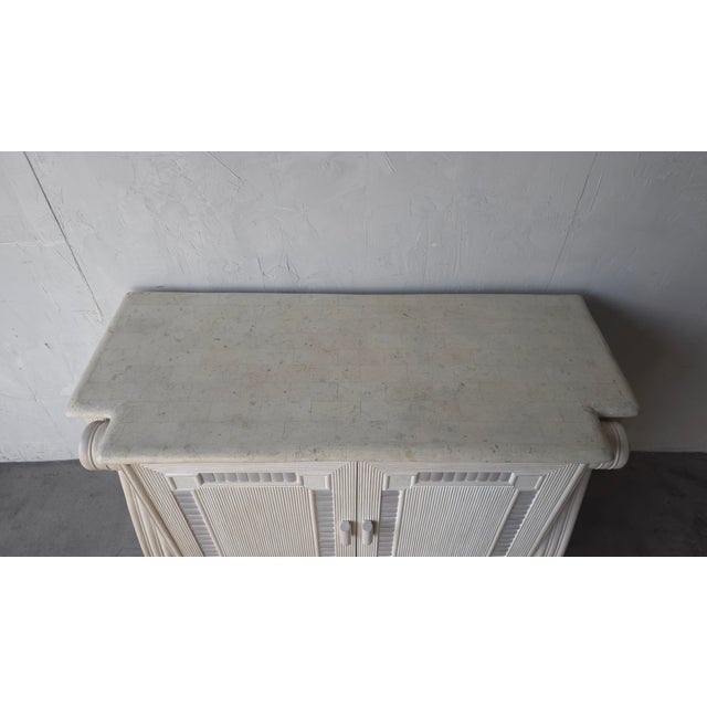 Wood Vintage Coastal Reeded Bamboo Buffet Cabinet For Sale - Image 7 of 10