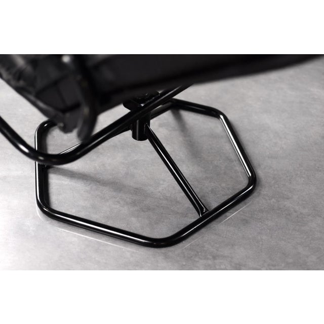 Black Set of Mid-Century Modern Danish Black Leather Swivel Chair & Ottoman from Unico, 1970s For Sale - Image 8 of 18