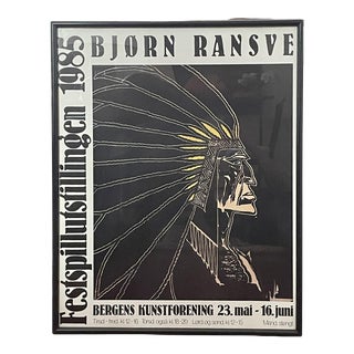 1985 Bjørn Ransve Norwegian Art Gallery Poster, Framed For Sale