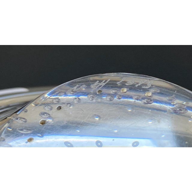 Kosta Boda Crystal Fish Dish Bowl Bucccilante Controlled Bubbles and Smiling Face For Sale - Image 11 of 13