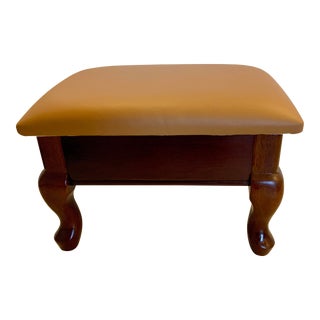 1950s Vintage Camel Leather Footstool For Sale