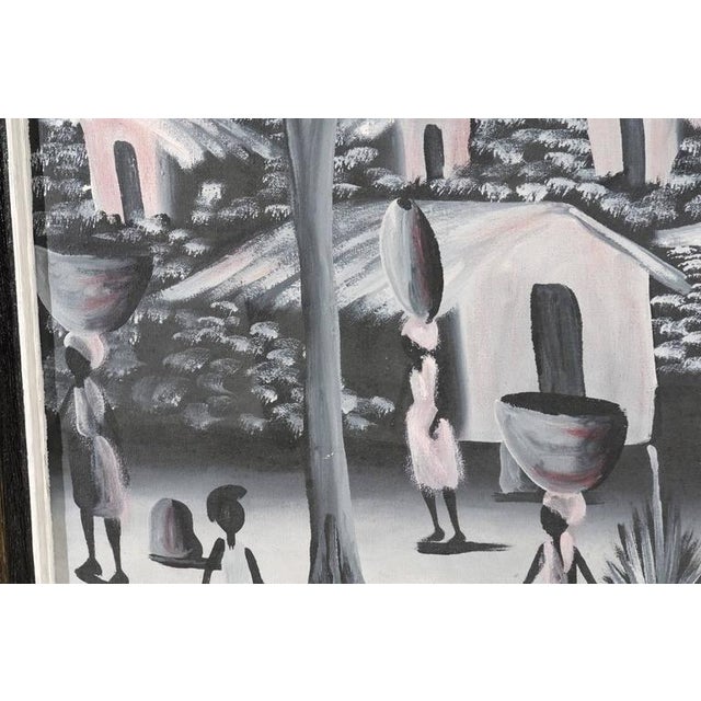 Wood Vintage Haitian Village Painting For Sale - Image 7 of 8