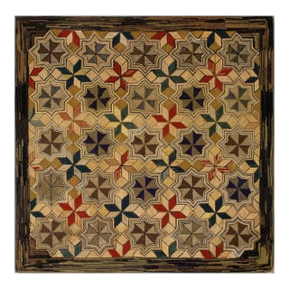Iconic, Lovely and Symmetrical Design With Multi Tones Colors American Hooked Rug For Sale