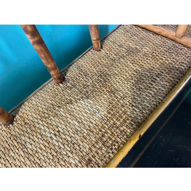 Vintage Chinoiserie, Burnt Bamboo and Rattan Desk and Chair in the British Colonial Style Chair Dimensions: 39 3/4” H X 17 1/4” Seat H , Seat D/ W 17” For Sale - Image 12 of 12