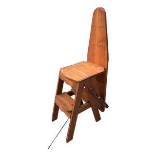 Antique Step Ladder Handmade With Ironing Board and Chair Conversion Americana Style For Sale