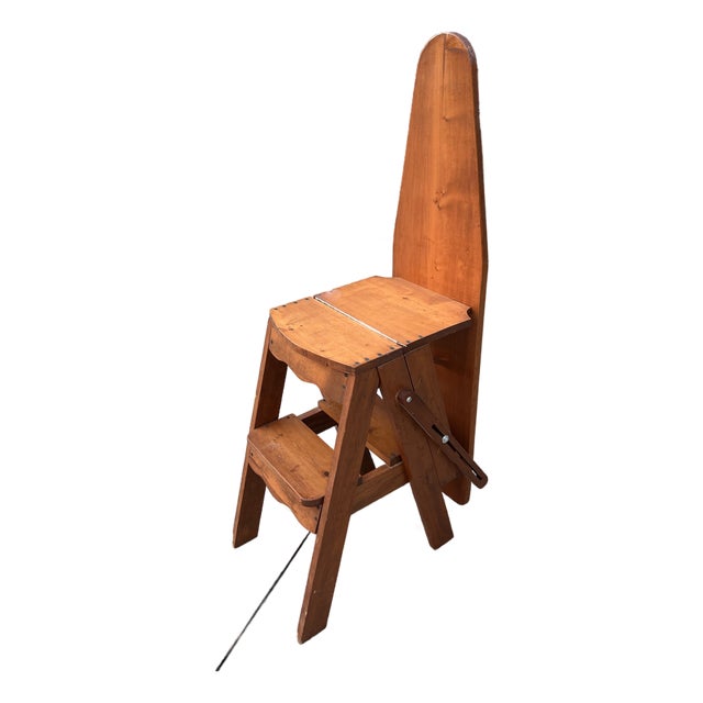 Antique Step Ladder Handmade With Ironing Board and Chair Conversion Americana Style For Sale