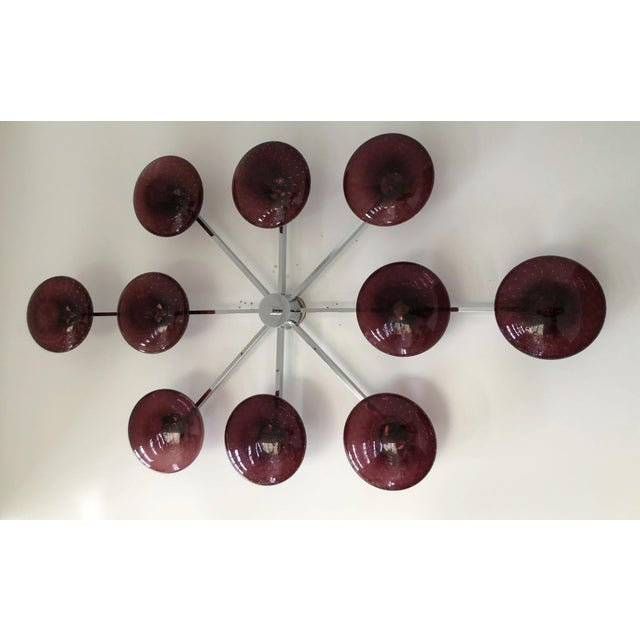 Italian 21st Century Dieci Polished Chrome Amethyst Bubbles Murano Flush Mount by Fabio LTD For Sale - Image 3 of 6