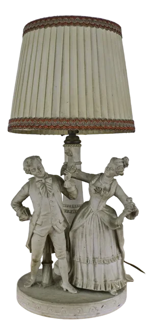 Porcelain Lamp with Lady and Knight