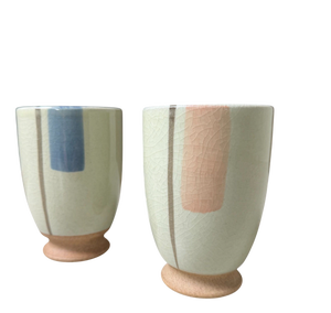 Japanese Ceramic Yunomi Tea Cups, 1980s, Set of 2