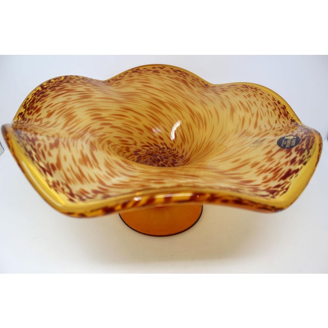 Contemporary Vintage Italian Glass White Cristal Centerpiece For Sale - Image 3 of 5