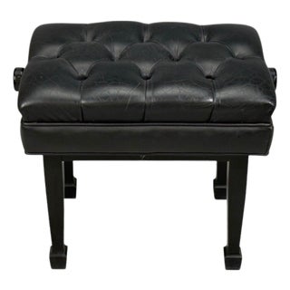 Steinway and Sons, Adjustable Piano Bench, Ebonized Wood, Leather, 2010s For Sale
