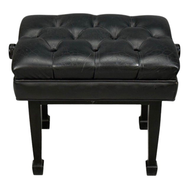 Steinway and Sons, Adjustable Piano Bench, Ebonized Wood, Leather, 2010s For Sale