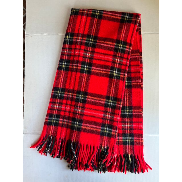 Textile Troy Red Tartan Plaid Throw & Penguin Pillow For Sale - Image 7 of 8