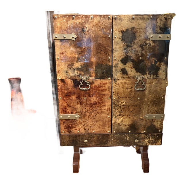 1950s Italian Modern Lacquered Goatskin Bar Designed by Aldo Tura, Attributed For Sale