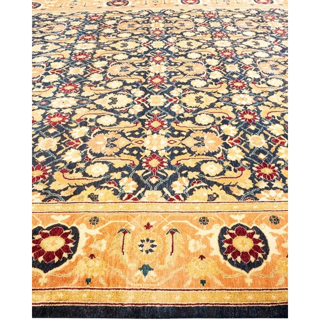 Solo Rugs Mogul, One-of-a-Kind Hand-Knotted Area Rug in Blue, 9' 1" x 11' 7" For Sale - Image 4 of 8