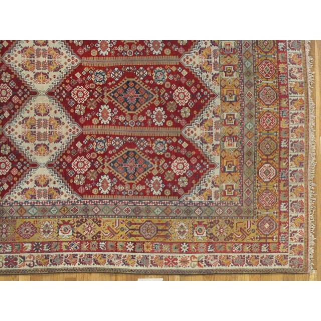 Brown Antique Indian Agra Carpet, Indian Rugs, Oriental Rugs, Red, Gold, 5'10" x 9'8" For Sale - Image 8 of 14