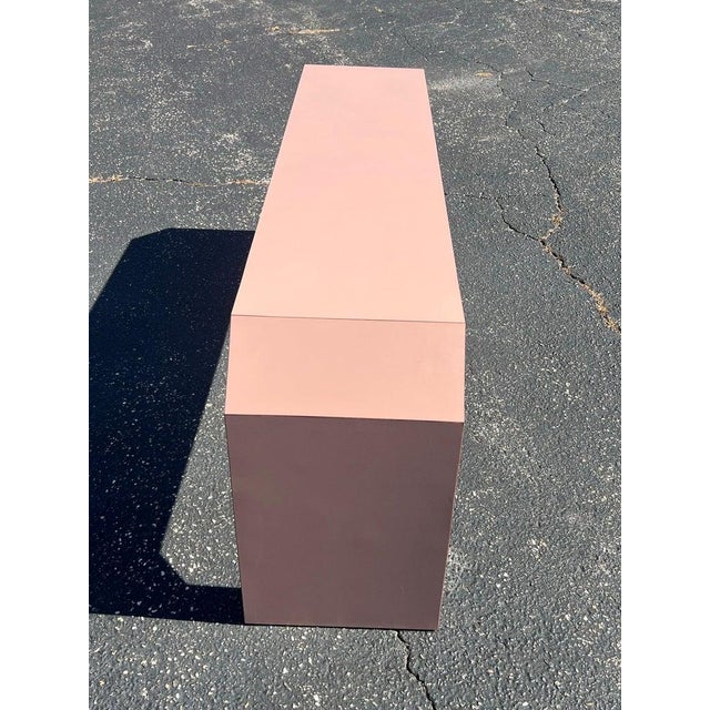 Post Modern Mauve Laminated Waterfall Sofa Table For Sale - Image 17 of 18