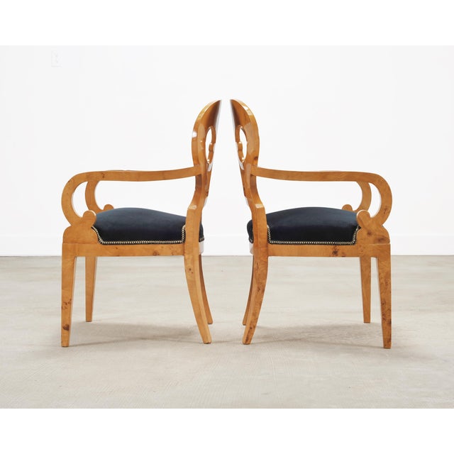 Set of Twelve Viennese Biedermeier Style Burlwood Dining Chairs For Sale - Image 12 of 18