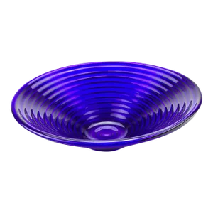 Art Deco Cobalt Blue Ribbed Glass Serving Bowl