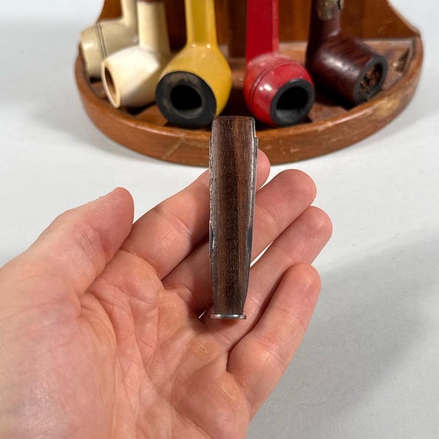 Brown Vintage Wooden Pipe Stand, Tool and Smoking Pipes—Set of Seven For Sale - Image 8 of 9