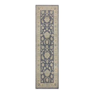 Boho Chic Ziegler 1990's Gray/Ivory Wool Runner Rug- 2'7'' X 8'4'' For Sale