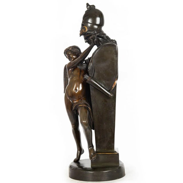 French “Love Conquers” French Bronze Sculpture by Felix Sanzel Circa 1870 For Sale - Image 3 of 12