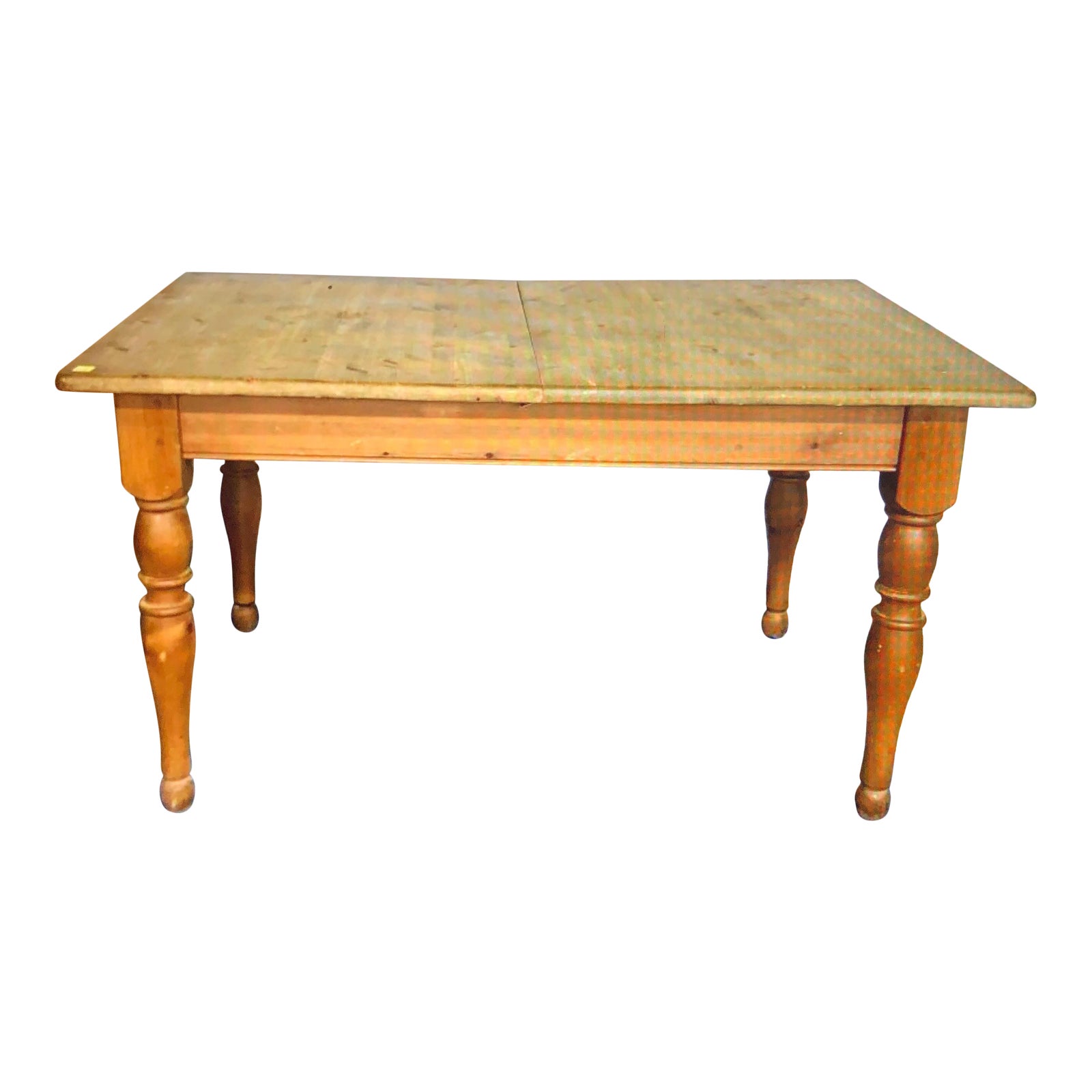 Vintage French Country Pine Dining Table With Leaf | Chairish