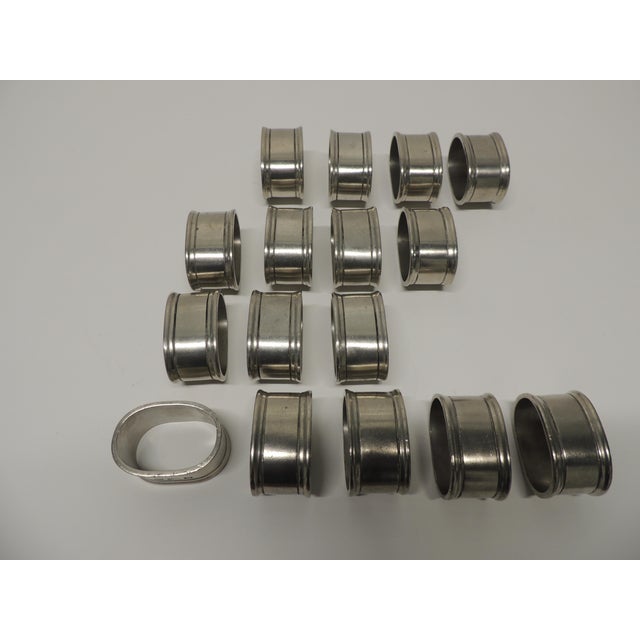 Lombardia Polished Pewter Oval Handcrafted Napkin Rings by Cosi & Tabellini - Set of 16 For Sale - Image 4 of 6