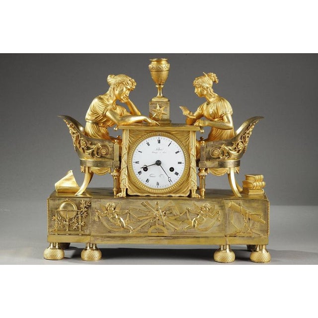 Traditional Early 19th Century Empire Astronomy Lesson Clock, 1800s For Sale - Image 3 of 18