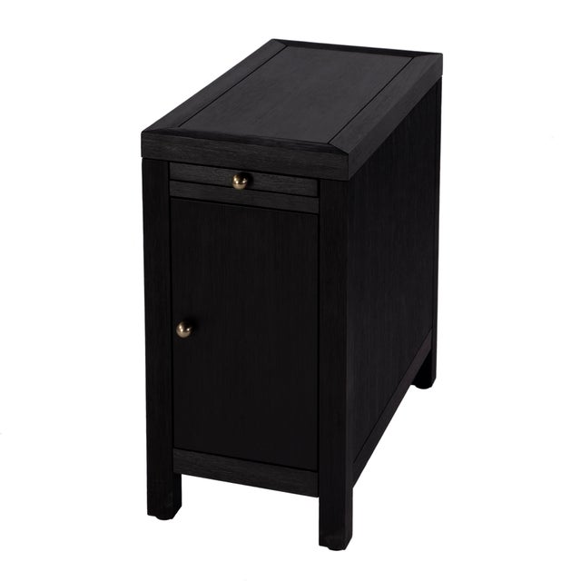 Transitional Nora 12 in. W Rectangular Wood 1 Door Narrow End Table with Pull-Out Tray, Antique Coffee For Sale - Image 3 of 11